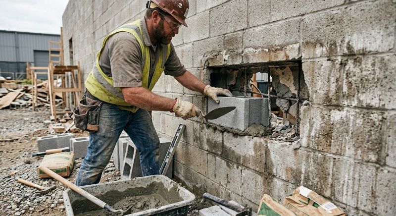 Cinder Block Wall Repair in Basehor, KS