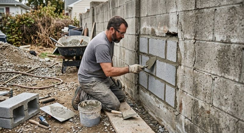 Cinder Block Wall Repair in Blue Springs, MO