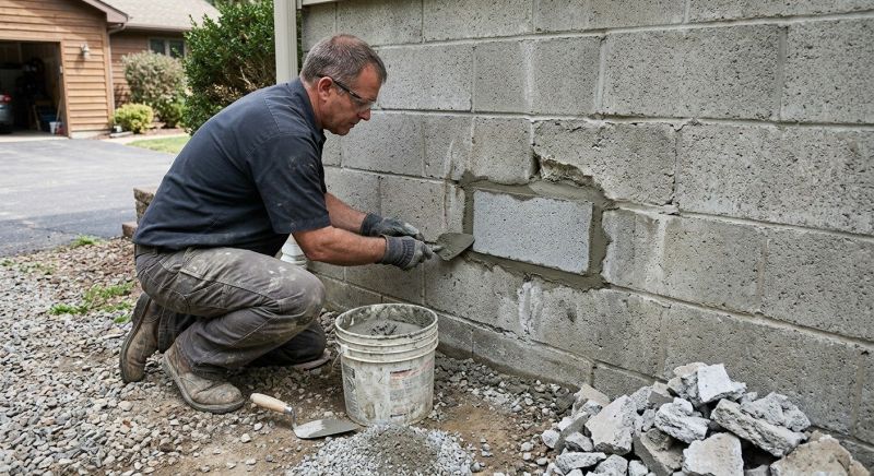 Cinder Block Wall Repair in Tonganoxie, KS