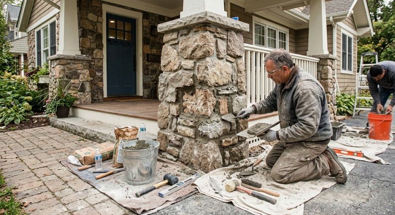 Stone Column Repair in Kansas City, KS